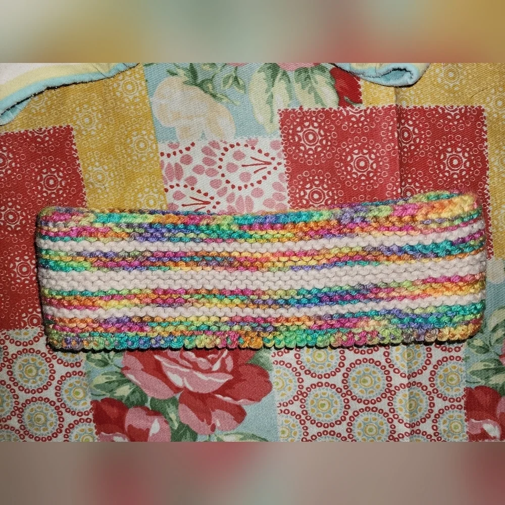 Girls crochet head band rainbow colors GUC